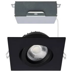 12 Watt LED Direct Wire Downlight; Gimbaled; 4 Inch; CCT Selectable; Square