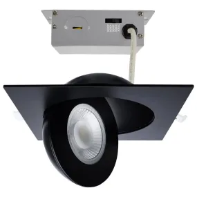 15 Watt; CCT Selectable; LED Direct Wire Downlight; Gimbaled; 6 Inch Square; Remote Driver; Black