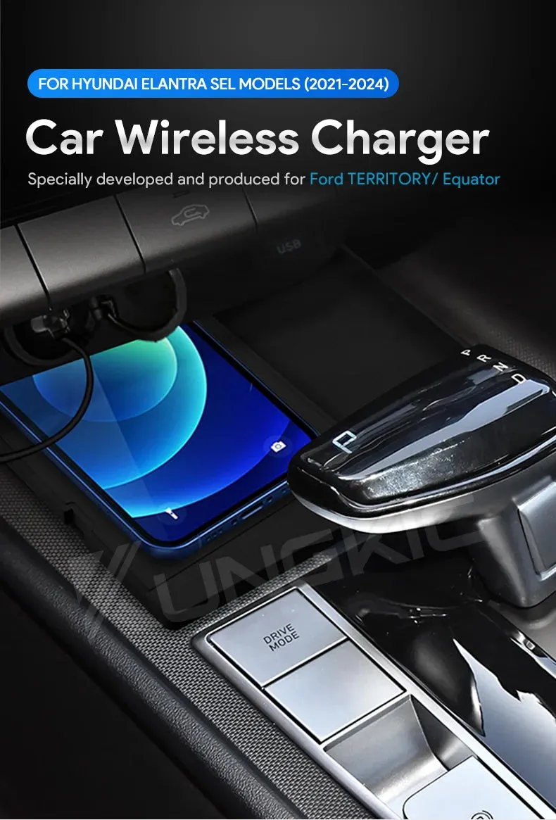 15W Wireless Car Charger for Hyundai Elantra 2021-2024