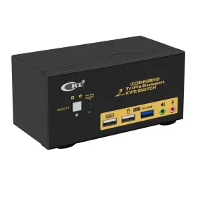 2 Port USB 3.0 KVM Switch Triple Monitor DisplayPort 1.4 8K@30Hz 4K@144Hz for 2 Computers 3 Monitors CKL-623DP-4