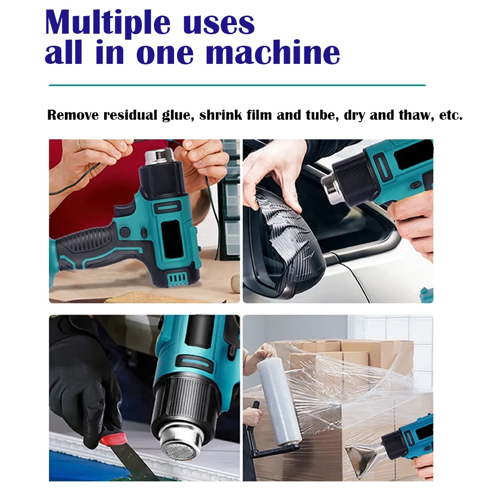 2000W Cordless Heat Gun with Nozzles, Ergonomic, Battery-Powered