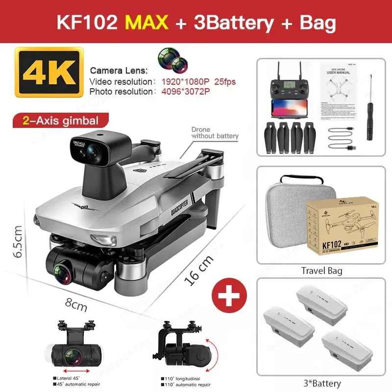 2023 New KF102 MAX Drone 4K Brushless With Professional HD Camera 2-Axis GPS Fpv RC Quadcopter Helicopters Drones Toys For Boys