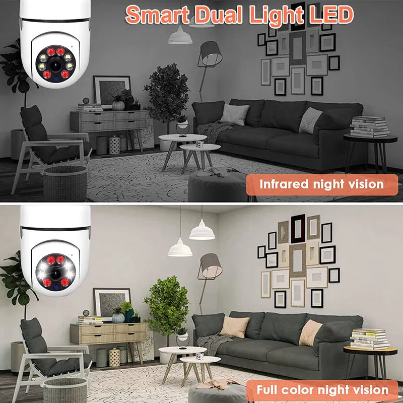 2MP E27 Lamp Surveillance Camera Nachtzicht Full Color Automatische Menselijk Tracking 4x Digitale Zoom Video Indoor Security Monitor