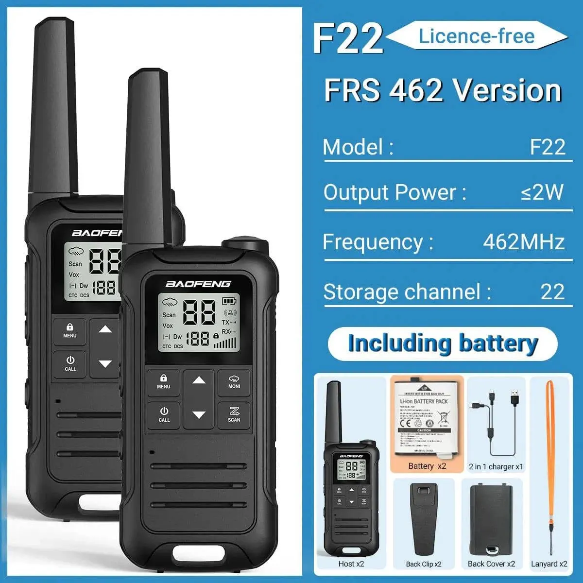 2PCS Baofeng F22 Walkie Talkie Portable Mini Communication Radio Profesional PMR446 /FRS Talkie Walkies Transceiver Radio