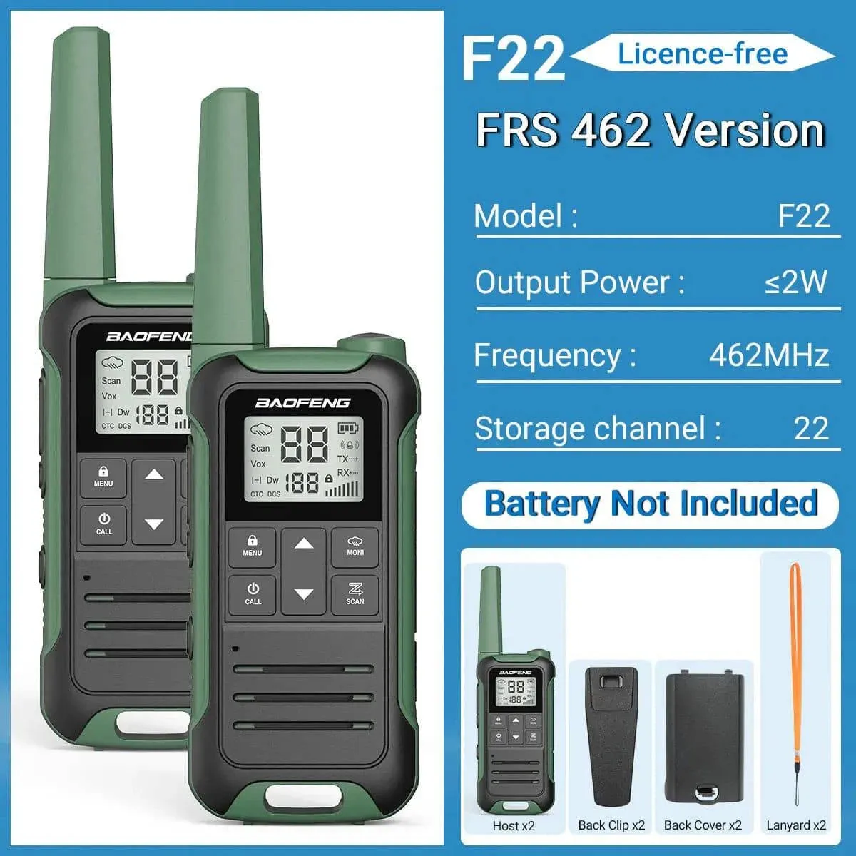 2PCS Baofeng F22 Walkie Talkie Portable Mini Communication Radio Profesional PMR446 /FRS Talkie Walkies Transceiver Radio