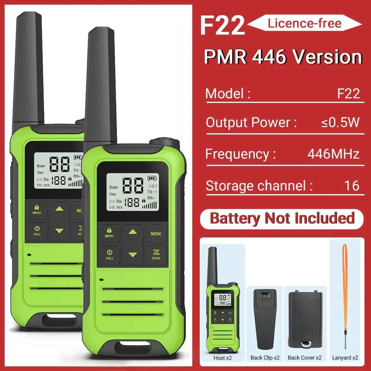 2PCS Baofeng F22 Walkie Talkie Portable Mini Communication Radio Profesional PMR446 /FRS Talkie Walkies Transceiver Radio