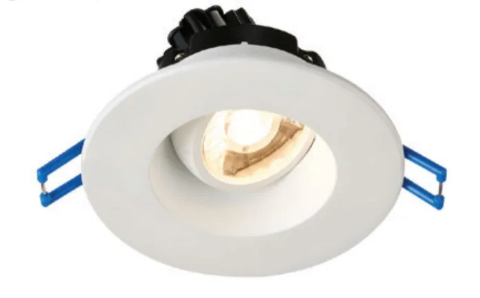 3 Inch Round Regressed Gimbal LED Downlight - 7.5 Watt - 3500 Kelvin - White Trim - 38 Degree Beam Spread - 620 Lumen - Type IC Air-Tight Wet ES CRI 90 