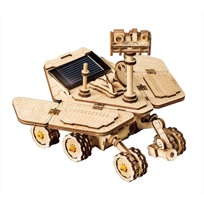 4 Kind Moveable 3D Wooden Space Hunting Solar Energy Toy Assembly Gift for Children Teens Adult LS402