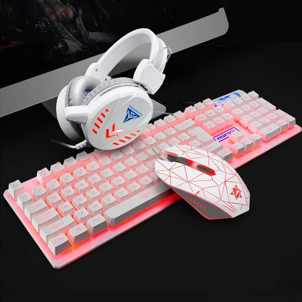 4 Pcs Illuminated Keyboard Home Gaming Set