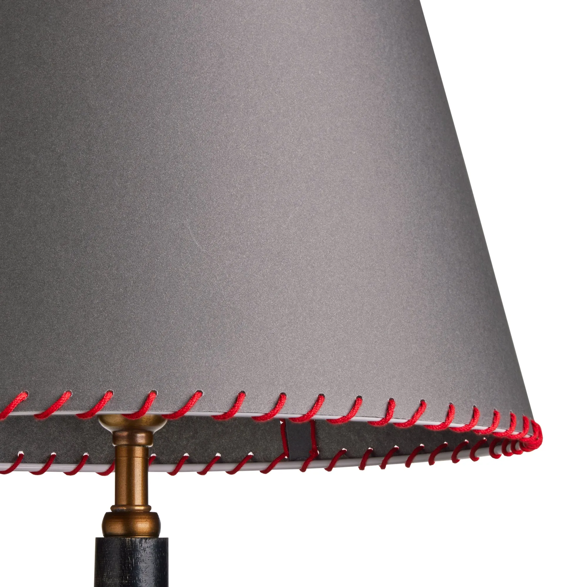 40cm Straight Empire shade in grey vellum with red stitching