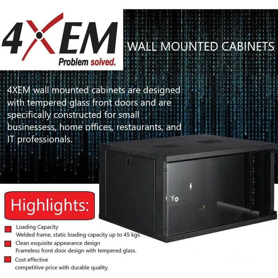 4XEM 6U Wall Mount Server Rack Cabinet 24 Inches Deep