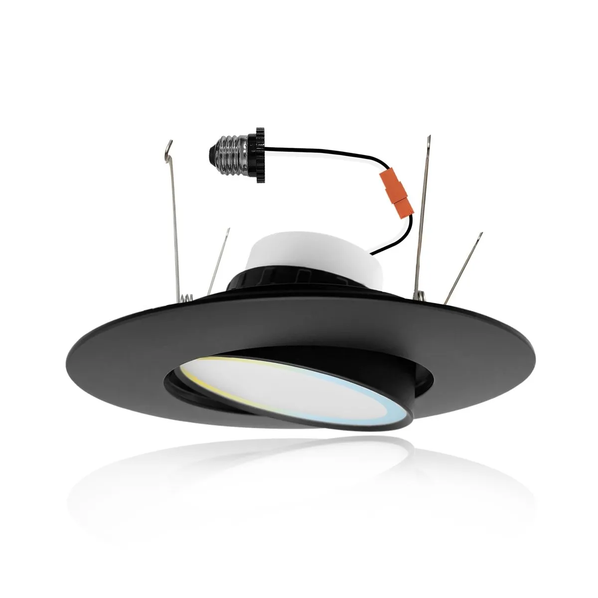 5/6" Inch Black Adjustable Can Lights Sloped Ceiling Recessed Lighting - Damp Rated - 5CCT 2700K-5000K - 1200LM