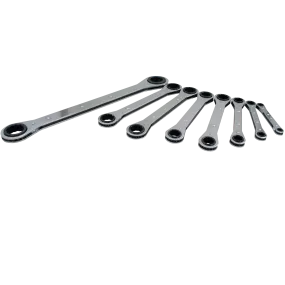 8 Piece 6 & 12 Point SAE Flat Ratcheting Box End Wrench Set