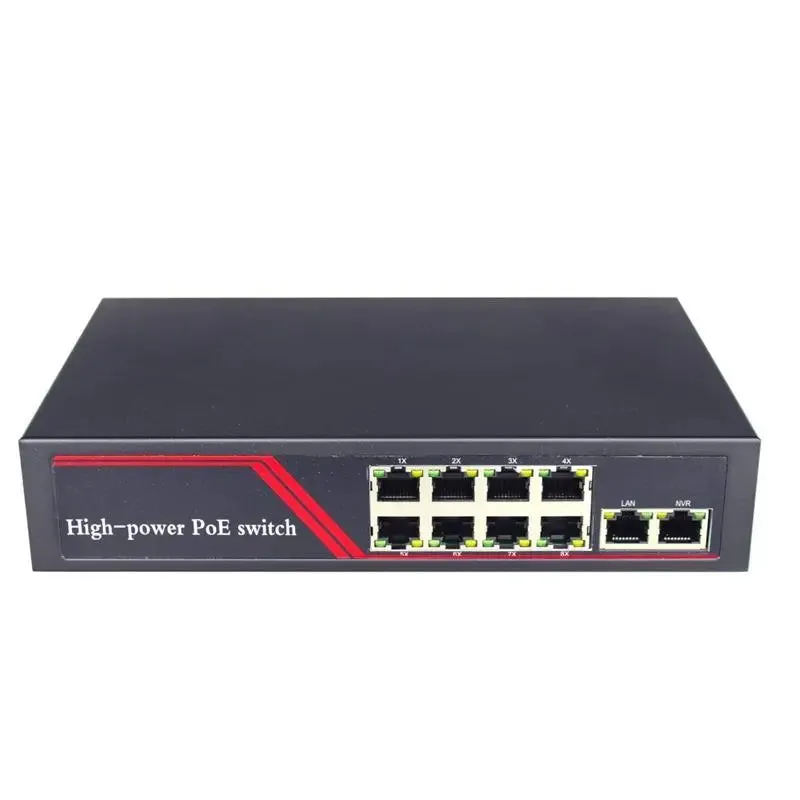 8 Port Unmanaged Fast Ethernet PoE Switch with 2 Uplink Ports, 10/100Mbps