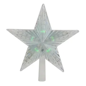 9" Clear Crystal Star Lighted Christmas Tree Topper with Multi-Color LED Lights