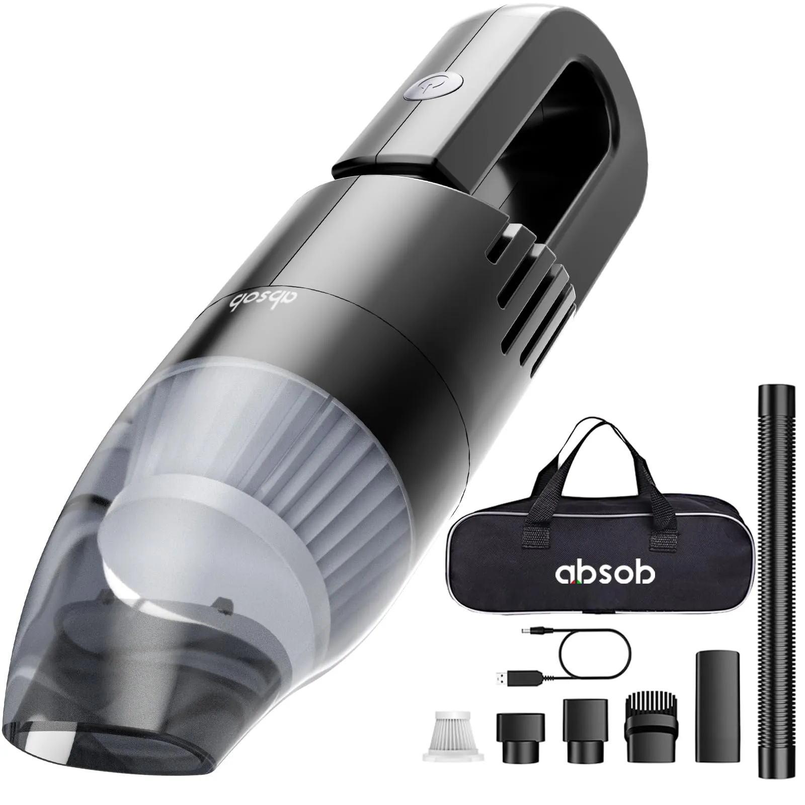 absob Handheld Vacuum Cleaner Cordless, Mini Portable Car Hand Vacuum Cleaner, Powerful Suction Hand Vac, Rechargeable Lightweight Handheld Vacuum for Home, Car, and Keyboard Cleaning - USB Charging