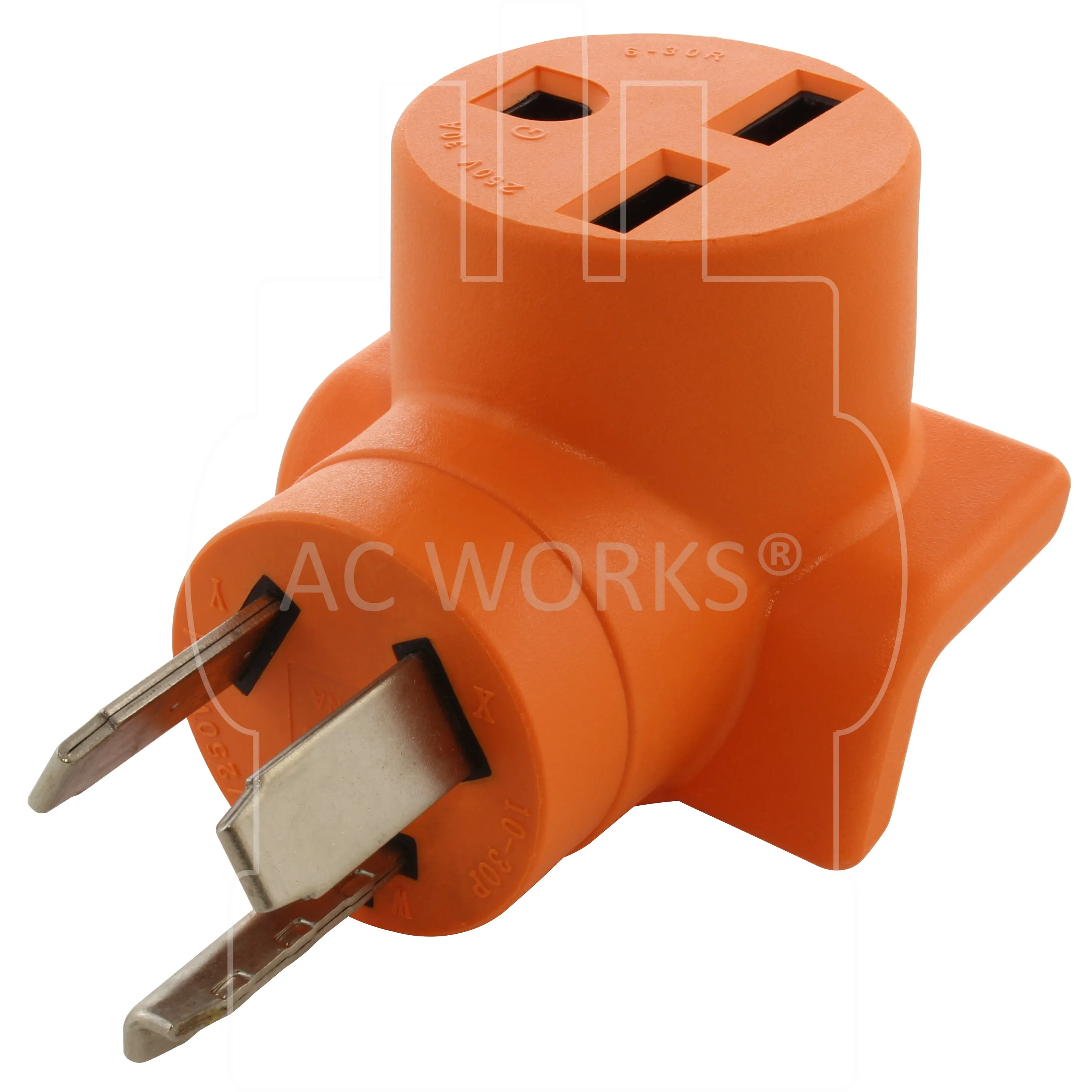 AC WORKS® [AD1030630] 3-Prong Dryer 10-30P Plug to 6-30R 3-Prong 30 Amp 250 Volt HVAC Female Adapter