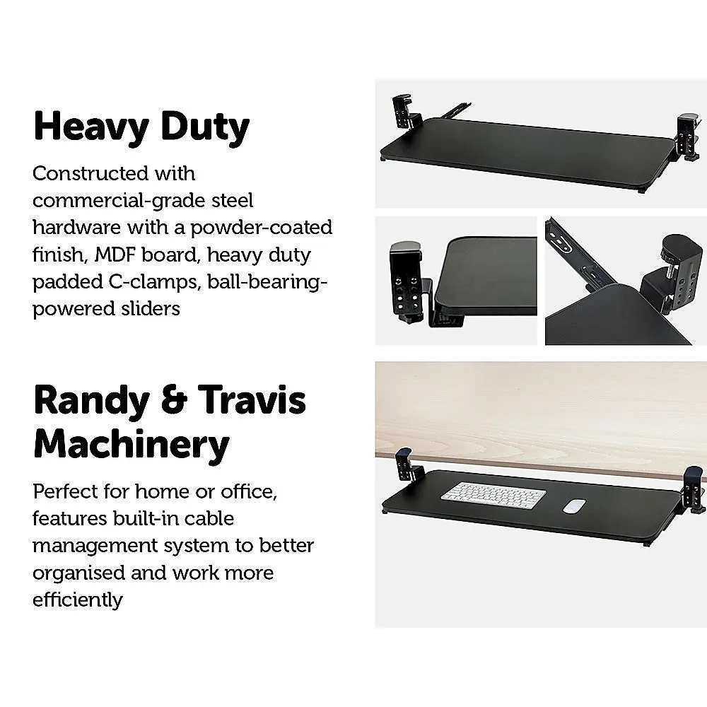 Adjustable Clamp-On Keyboard Tray with Cable Organizer