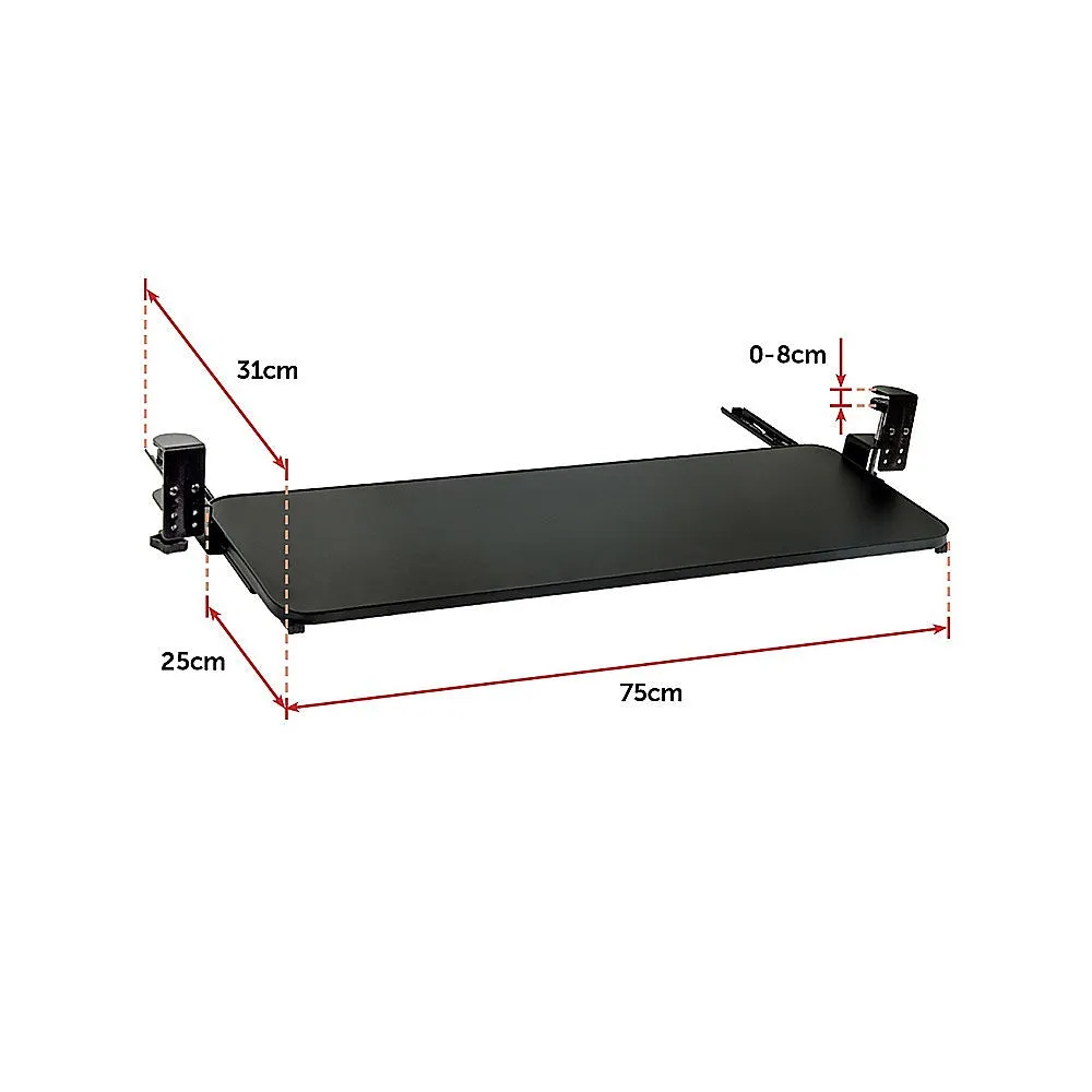 Adjustable Clamp-On Keyboard Tray with Cable Organizer