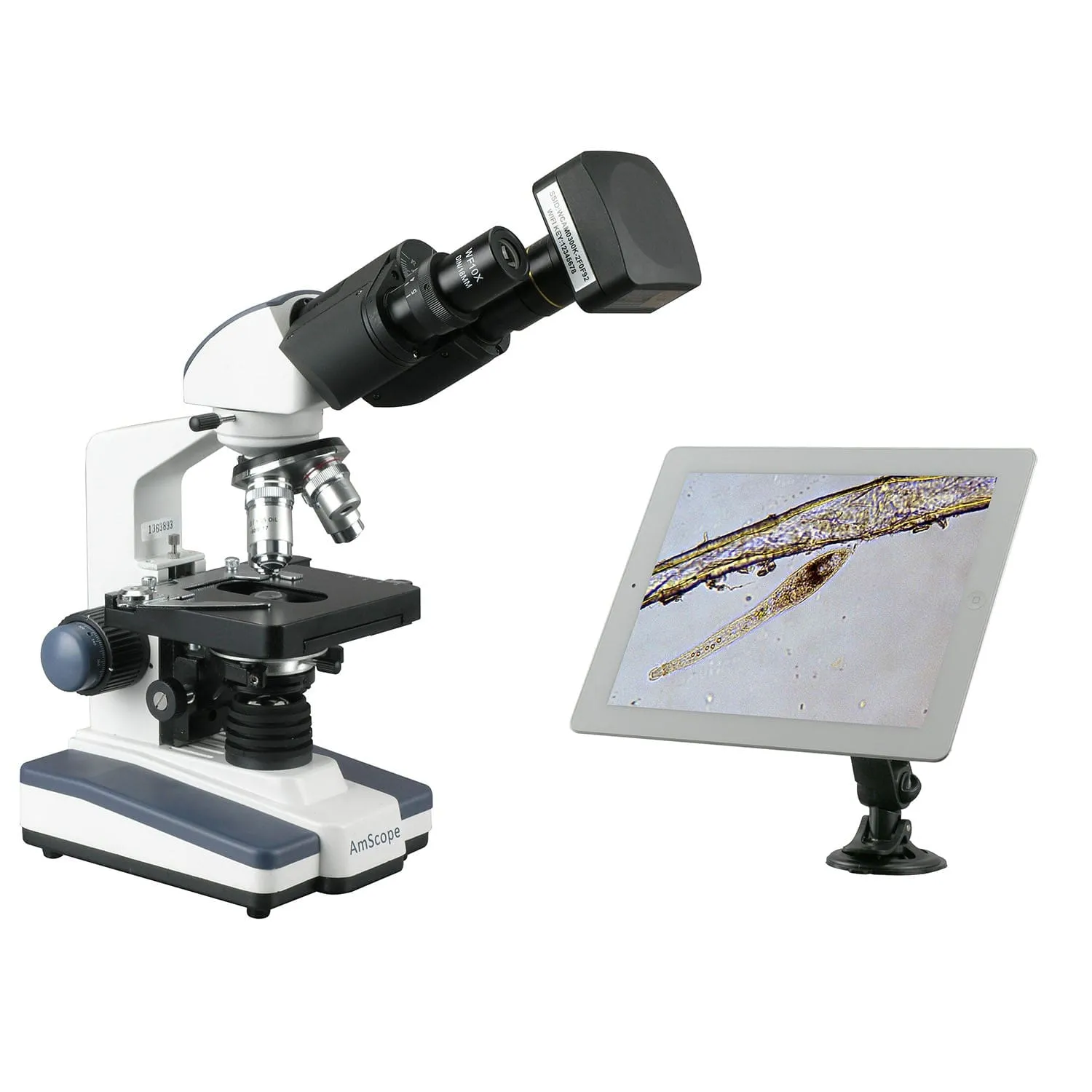 AmScope B120 Series Binocular Compound Microscope 40X-2000X Magnification with LED, Siedentopf Head, Wi-Fi Digital Camera and 3D Stage