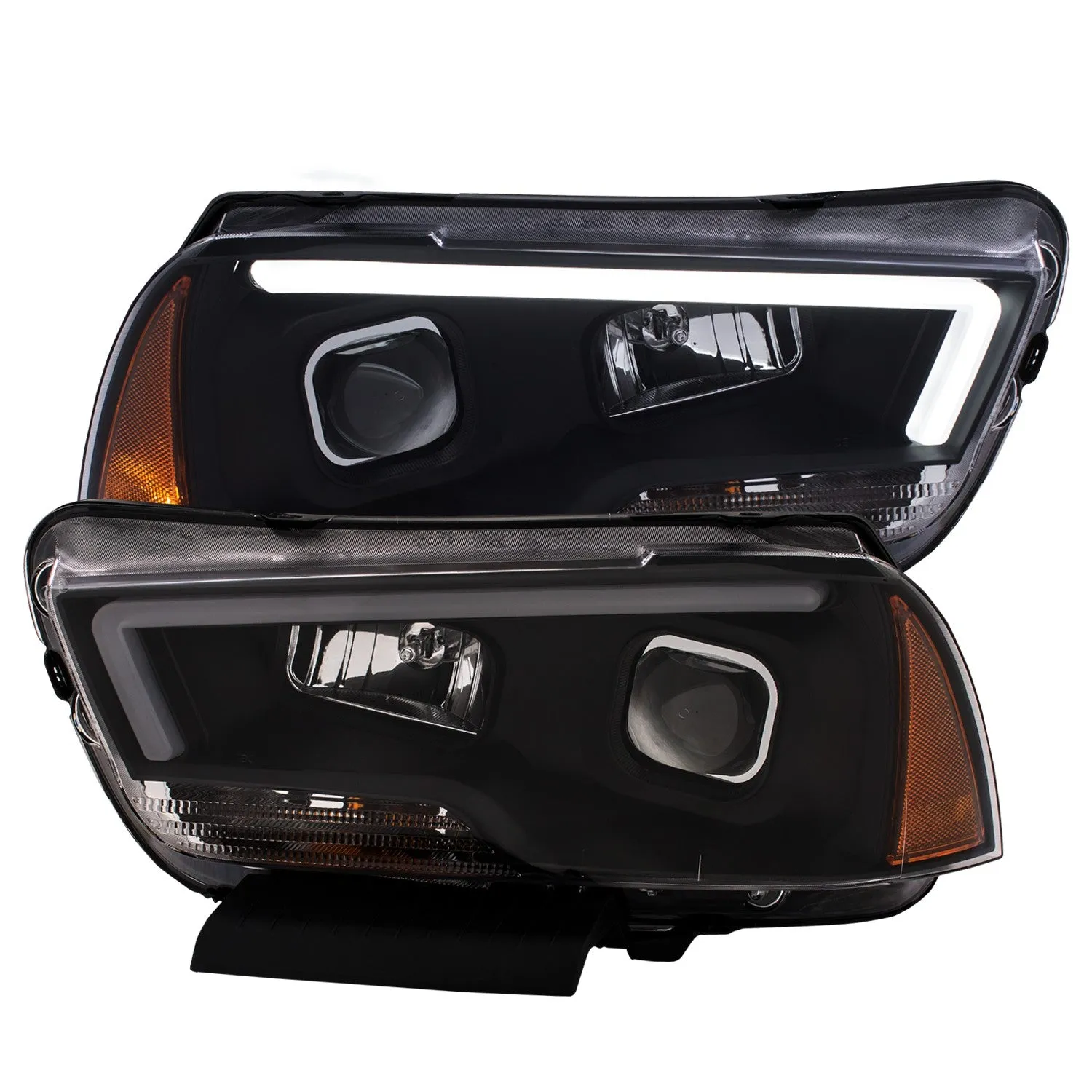 Anzo Projector Headlights Dodge Charger (11-14) [w/ Plank Style Halo] Black or Chrome Housing