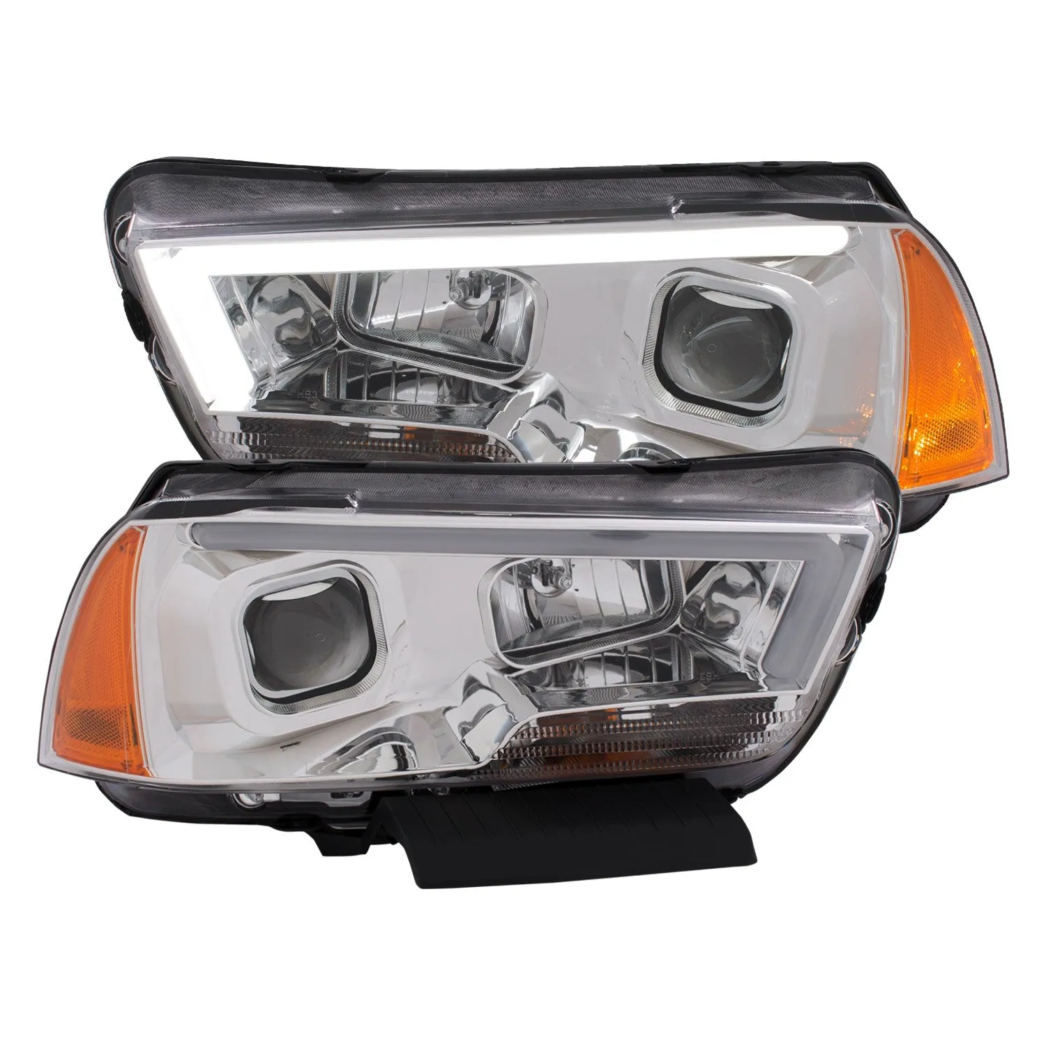 Anzo Projector Headlights Dodge Charger (11-14) [w/ Plank Style Halo] Black or Chrome Housing