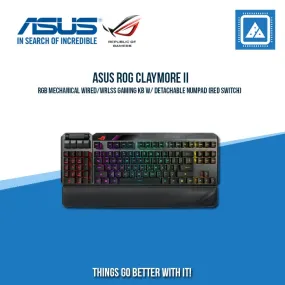 ASUS ROG CLAYMORE II RGB MECHANICAL WIRED/WRLSS GAMING KB W/ DETACHABLE NUMPAD (RED SWITCH)