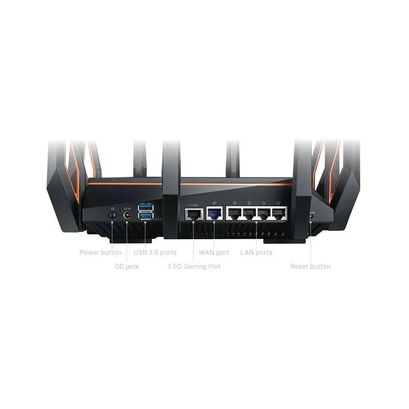 ASUS ROG Rapture (GT-AX11000) Tri-band WiFi 6 Gaming Router - 5GHz (4804Mbps) / USB 3.1 / Gigabit WAN / Gigabit LAN