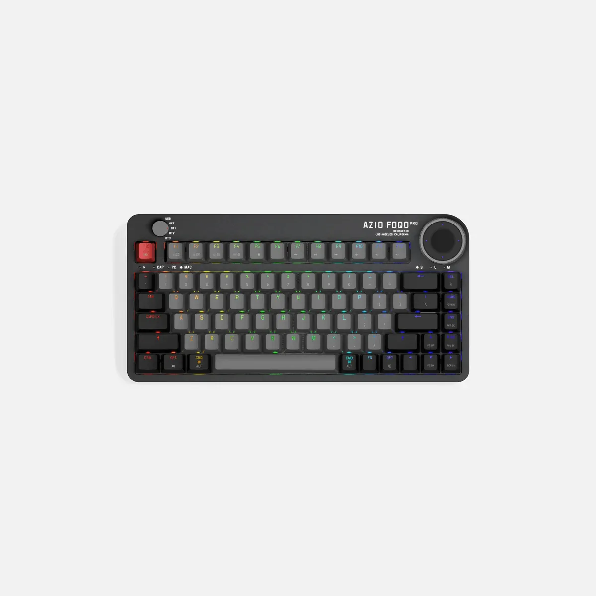 AZIO FOQO Mechanical TKL Keyboard Pro Wireless Hot-Swappable RGB Space Grey Light