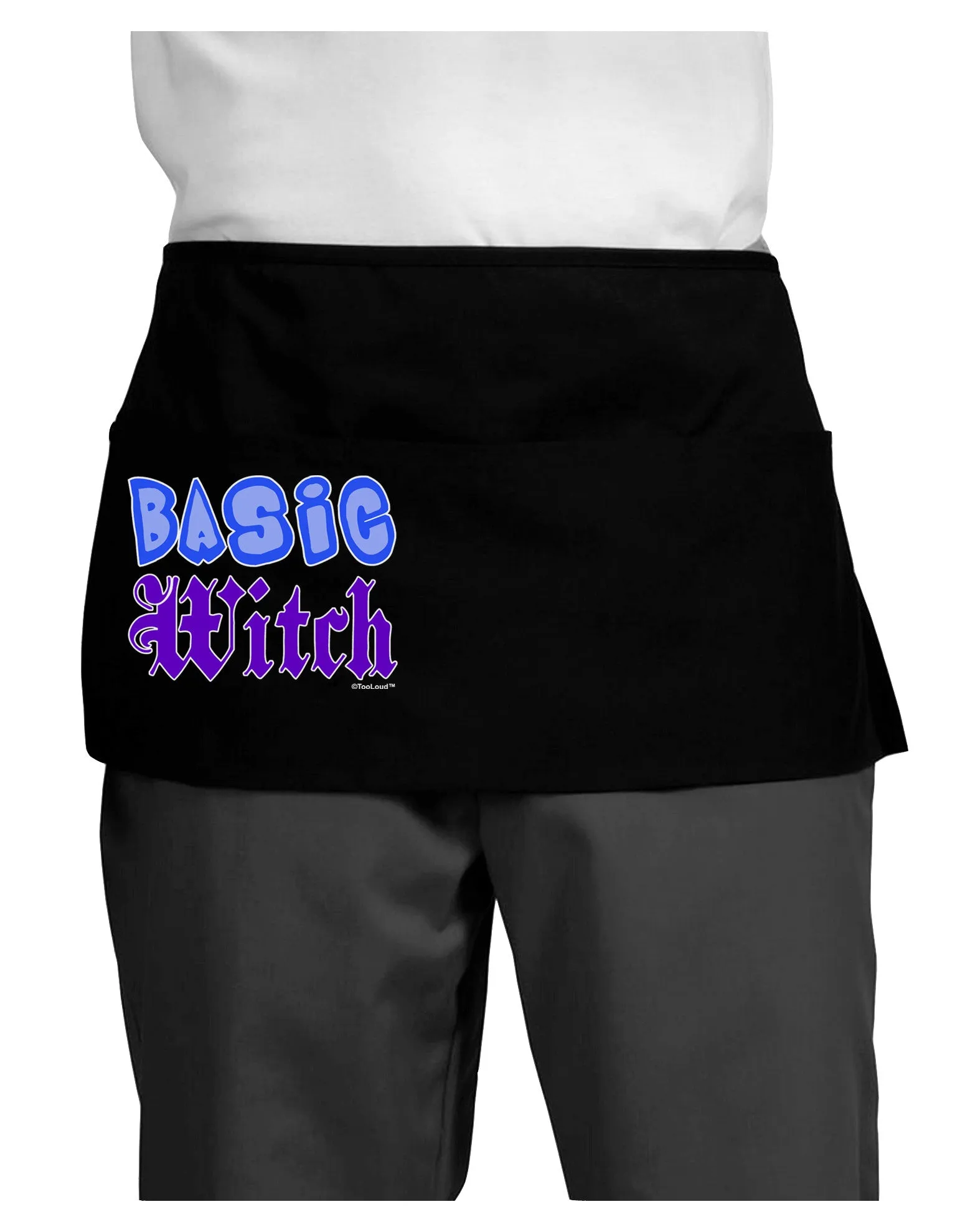 Basic Witch Color Blue Dark Adult Mini Waist Apron, Server Apron