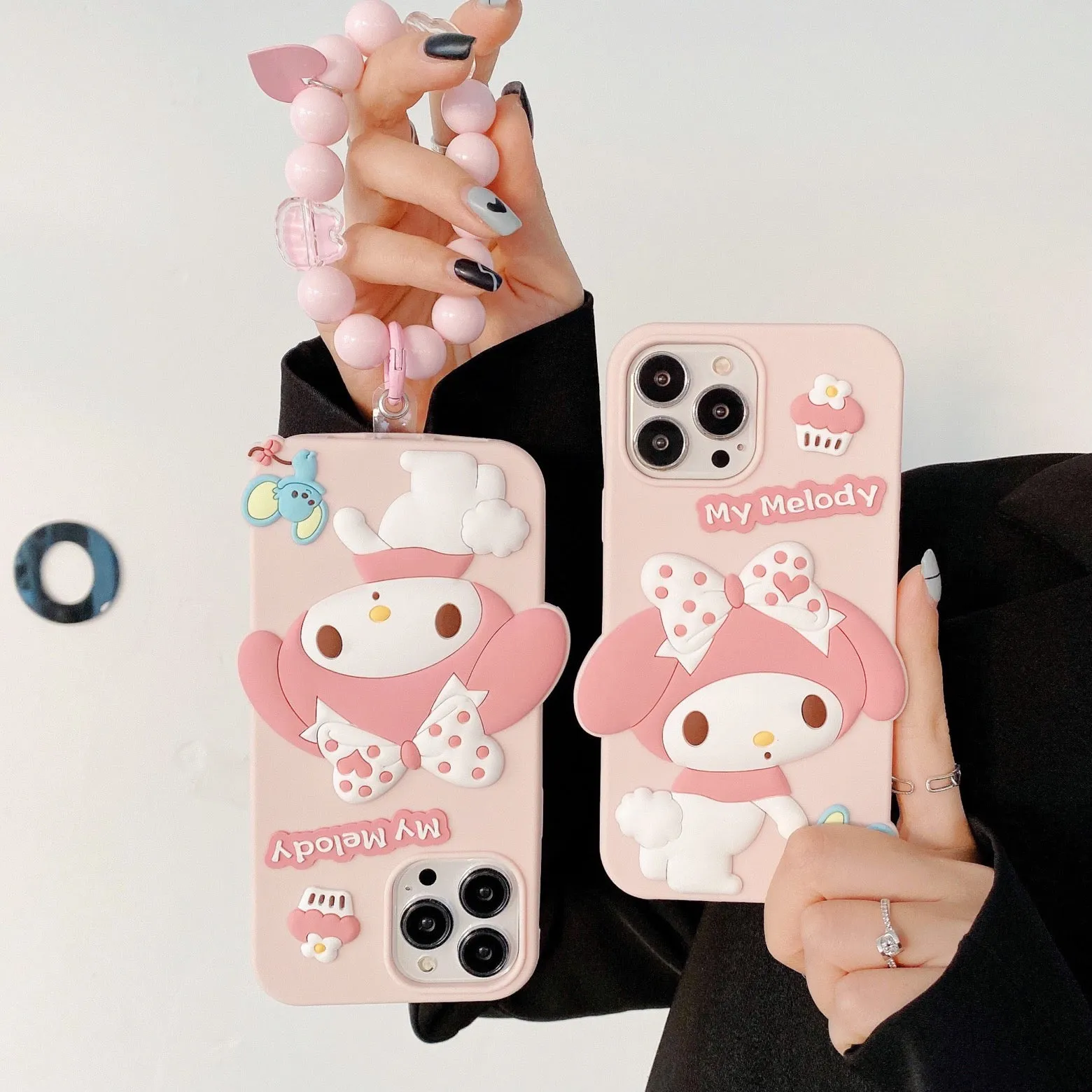 Big MM My Melody Light Pink Soft iPhone Case 11 12 13 14 15 Pro Promax