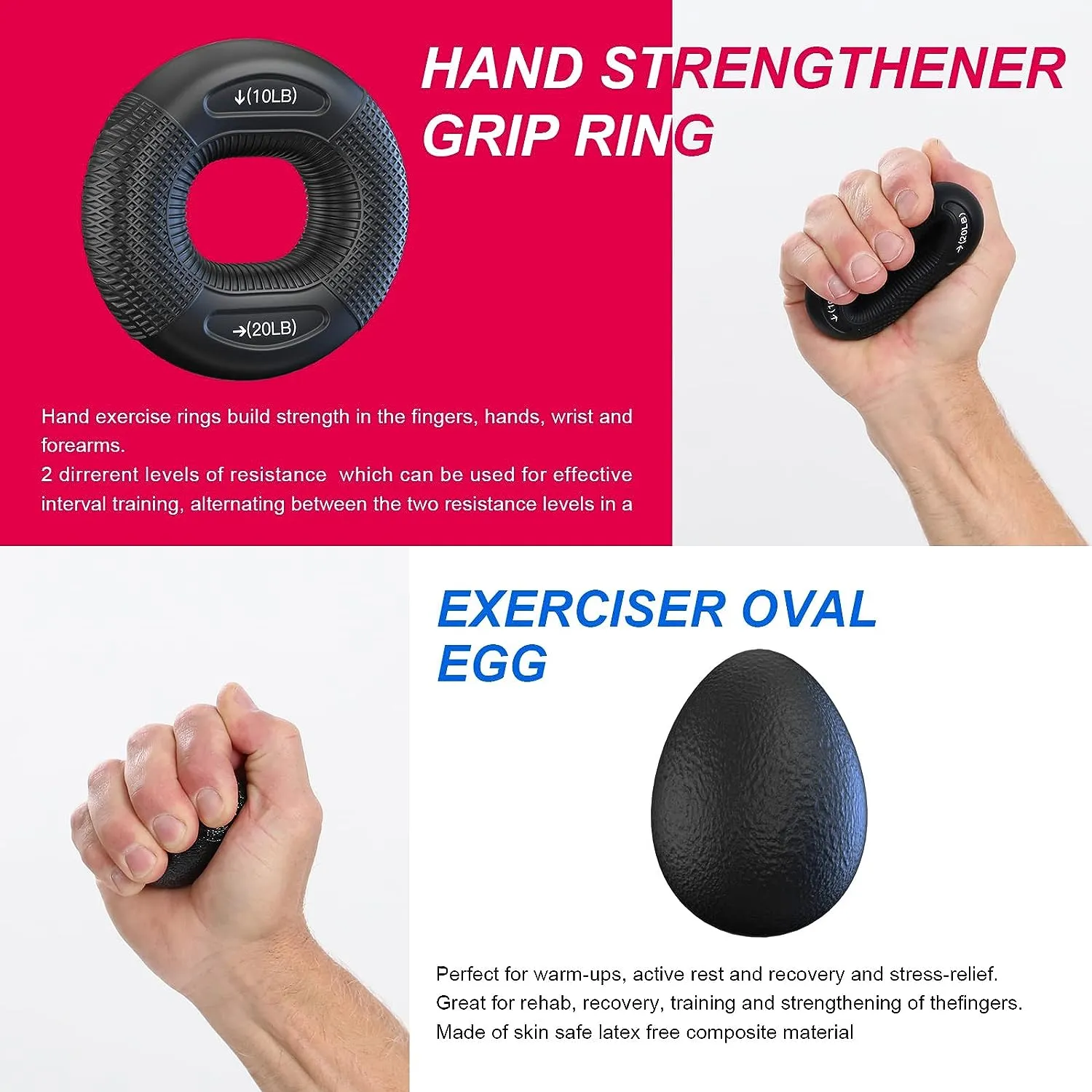 Bob and Brad Hand Grip Strengthener Kit with Counter (5 Pack), Forearm Workout Strength Trainer,Adjustable Resistance Exerciser,Finger Exerciser,Finger Stretcher,Grip Ring & Stress Relief Grip Ball