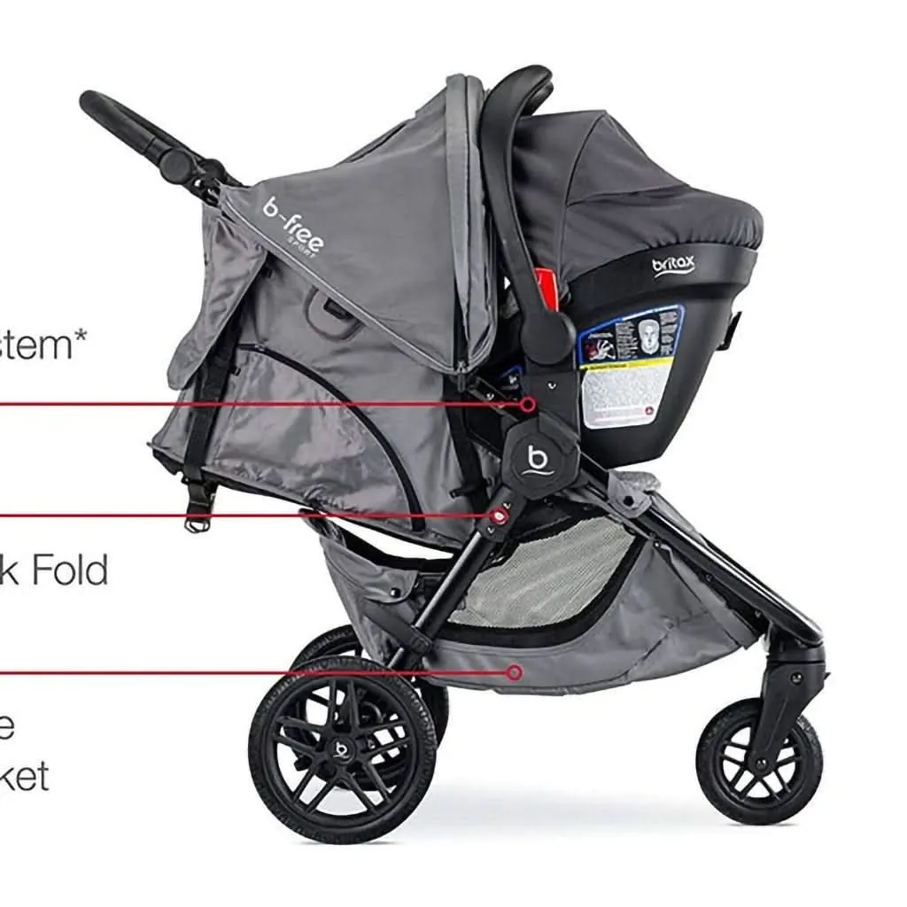 Britax B-Free Sport Travel System with B-Safe Endeavors Infant Car Seat, Asher Grey