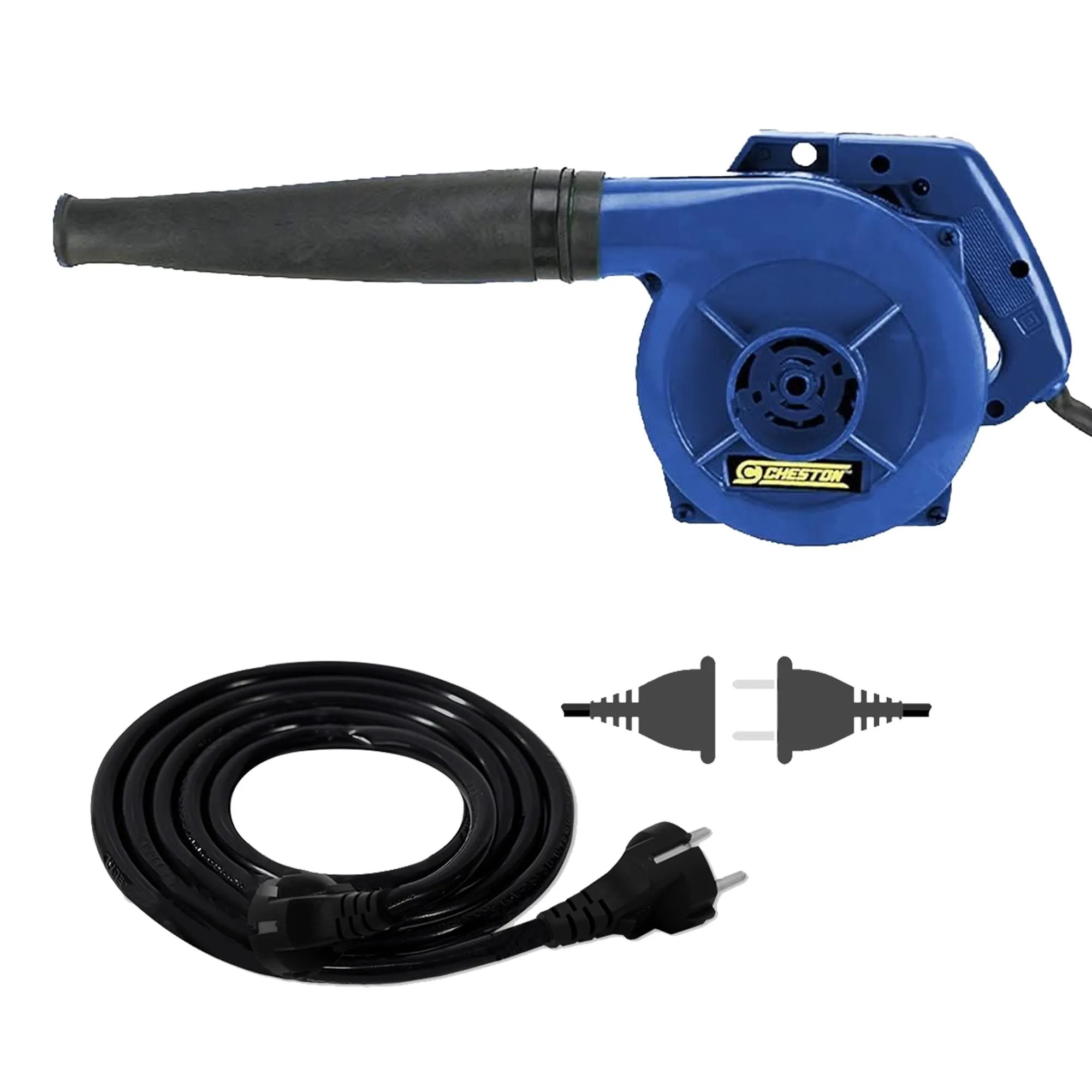 Cheston Electric Air Blower 500W Speed 17000 RPM 200V Dust Cleaner for Electrical Gadgets, Kitchen Appliances, Keyboard Cleaning (Yellow) (Air Blower and Extension Cord) (Blue)