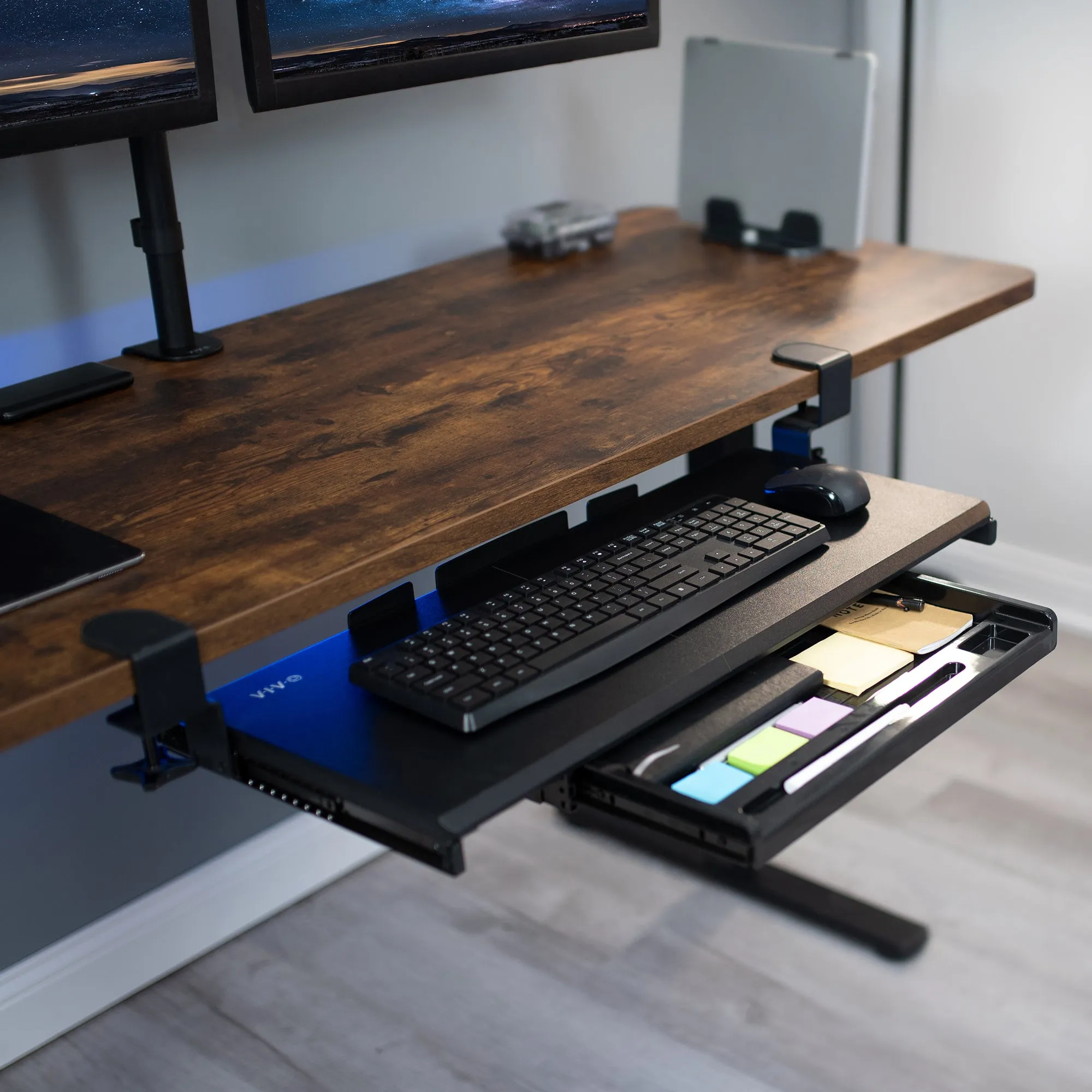 Clamp-on Keyboard Tray with Pencil Drawer