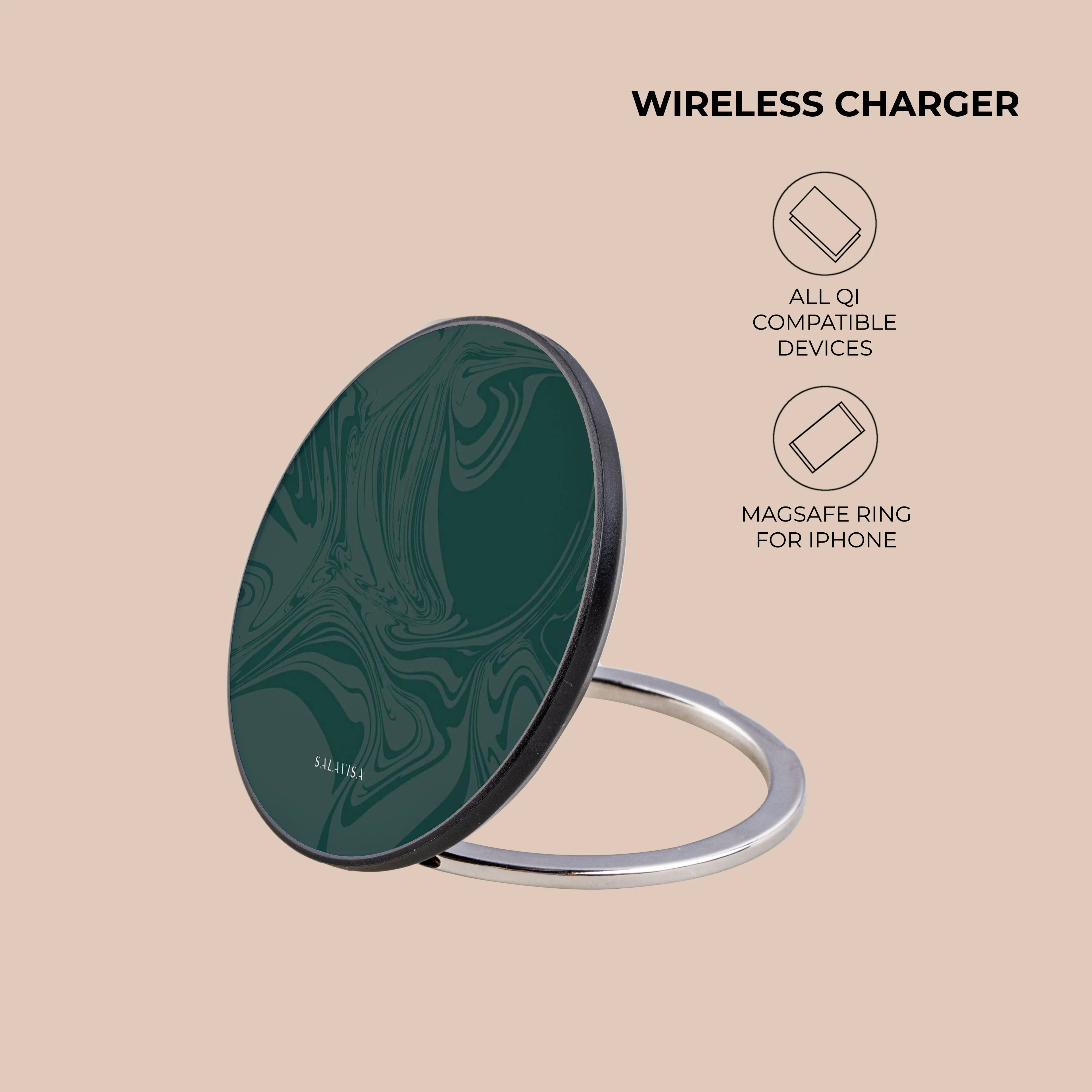 Dark Green Swirl Wireless Charger