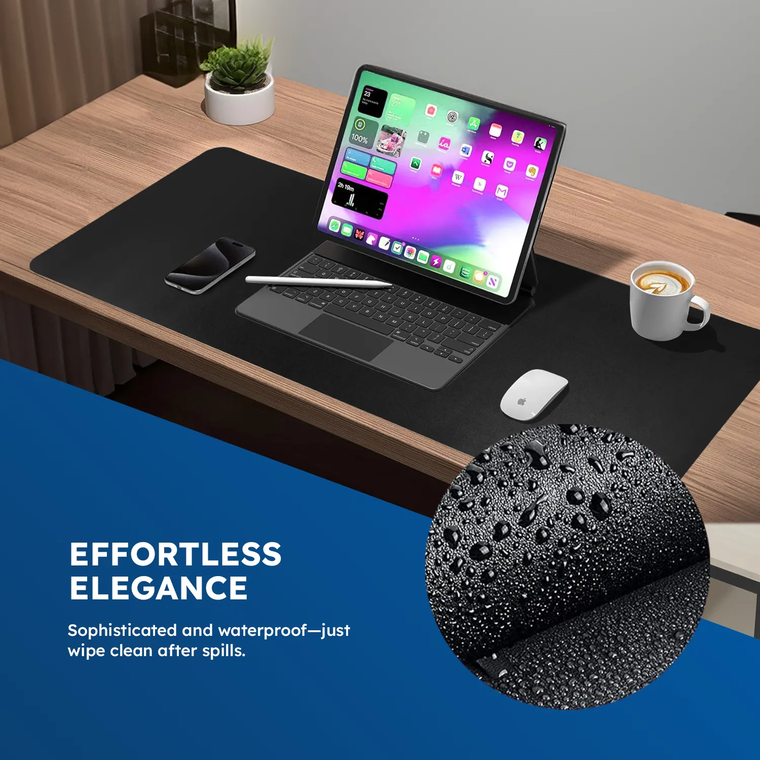 DesireTech Reversible Extra Large Office Desk Mat- Small Dual-Sided Desk Mat, Waterproof Faux Leather Table Surface Protector Desk- Laptop Mat & Mouse Pad