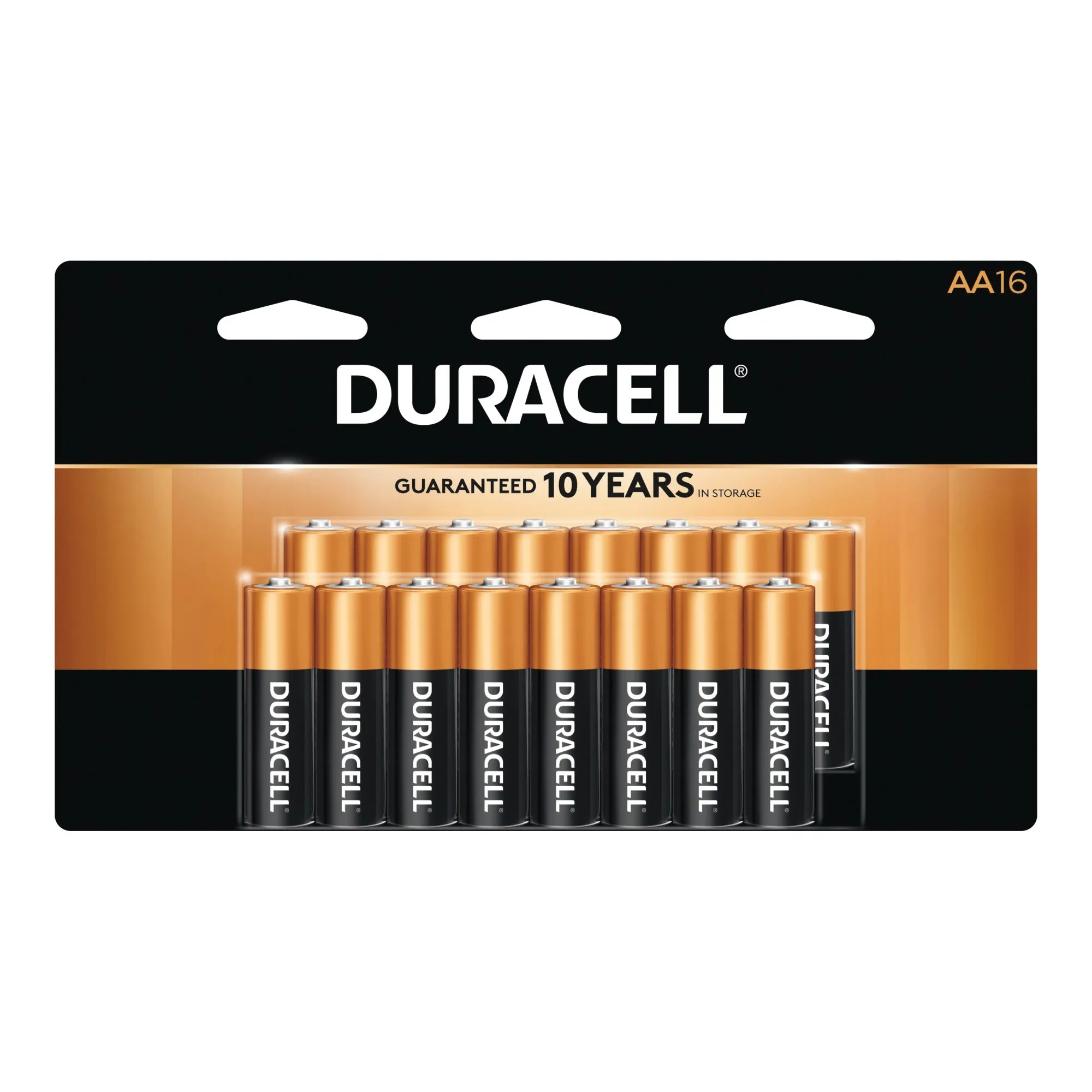 DURACELL COPPERTOP MN1500 MN1500B16 Battery, 1.5 V Battery, AA Battery, Alkaline, Manganese Dioxide