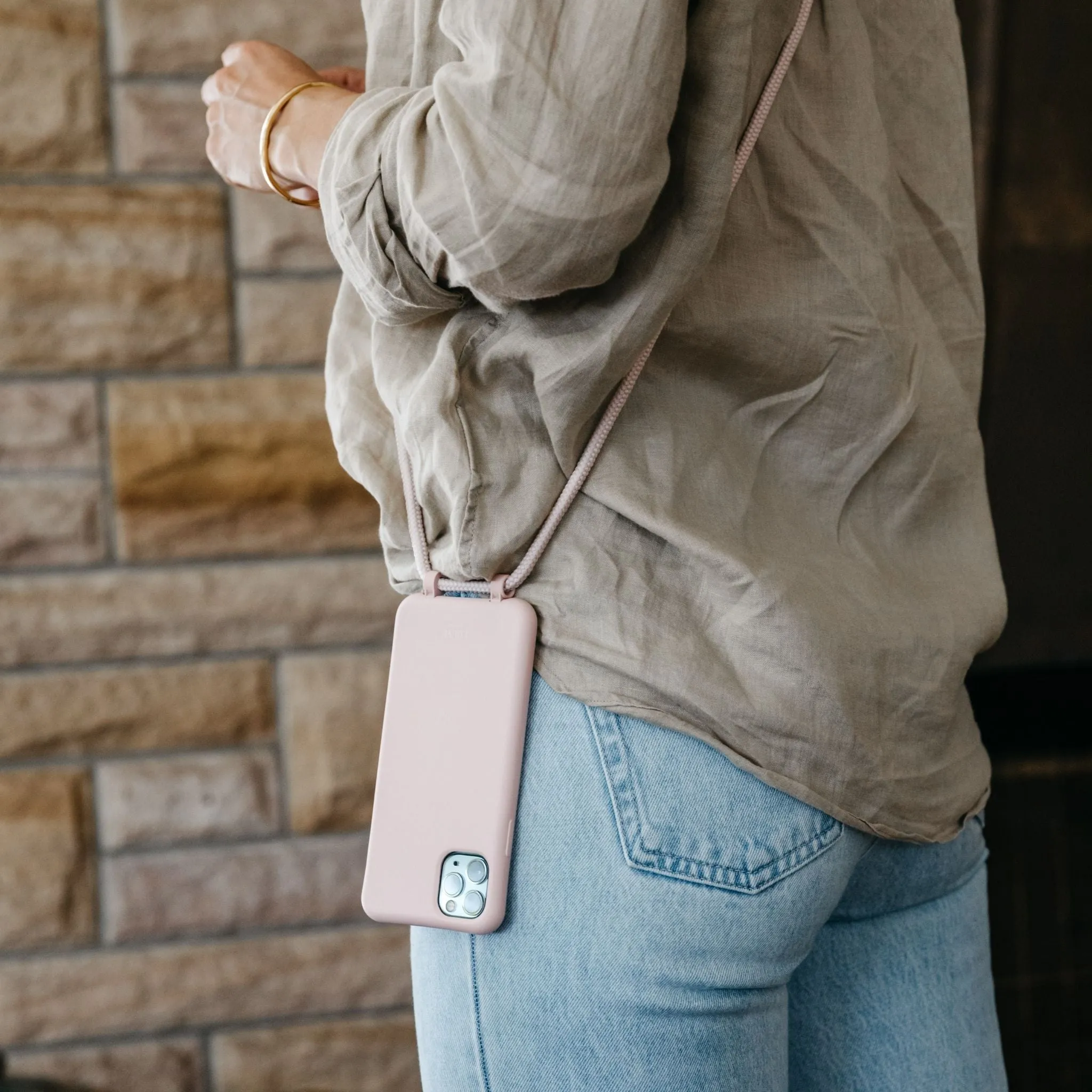 Dusty Pink Crossbody Phone Strap