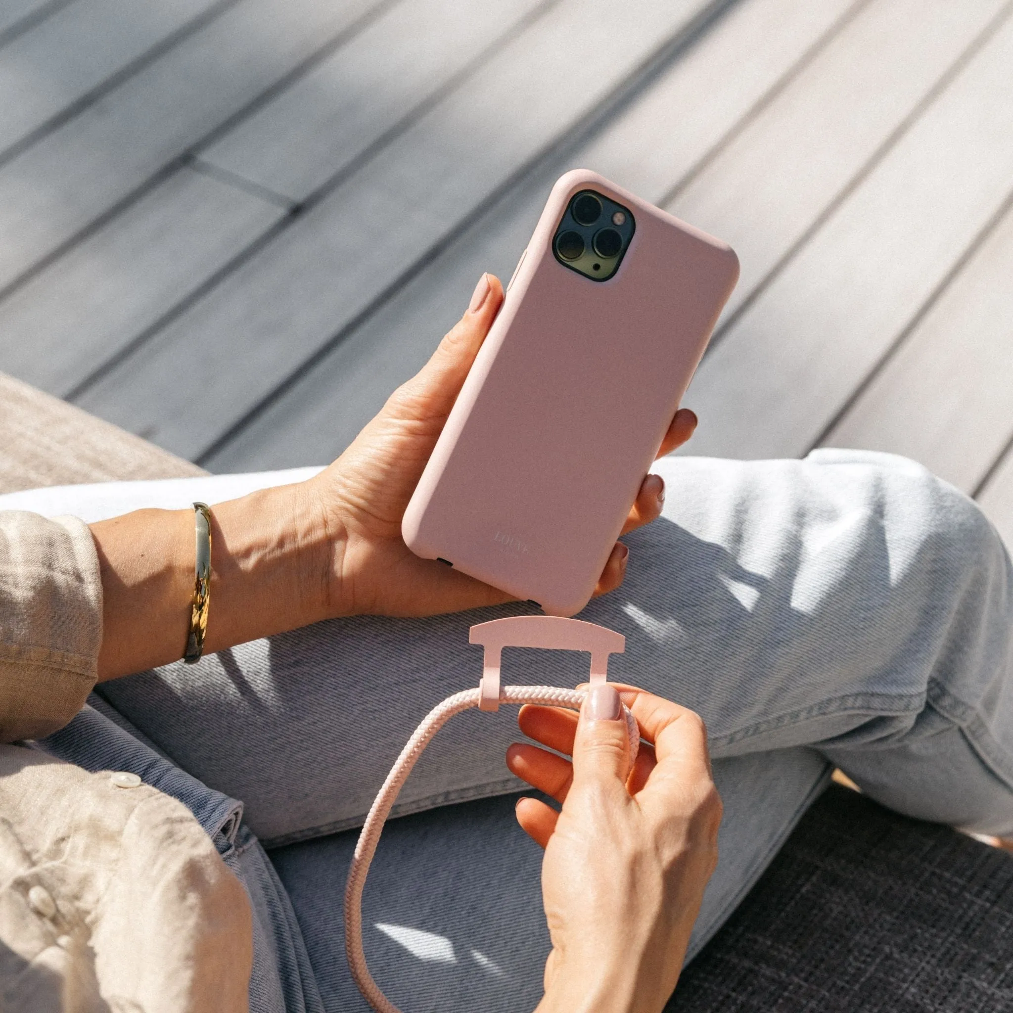 Dusty Pink Crossbody Phone Strap