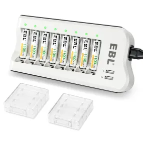 EBL Updated 808U Battery Charger with AA/AAA Ni-MH Rechargeable Batteries