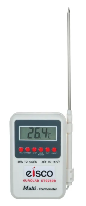 Eisco Labs Digital Thermometer, Wide Range, -50°C to  300°C, Handheld with Probe