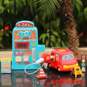 Electronic & Realistic Petrol Pump Gas Station Set (Pretend Play Set) | Battery Operated - Assorted Colors