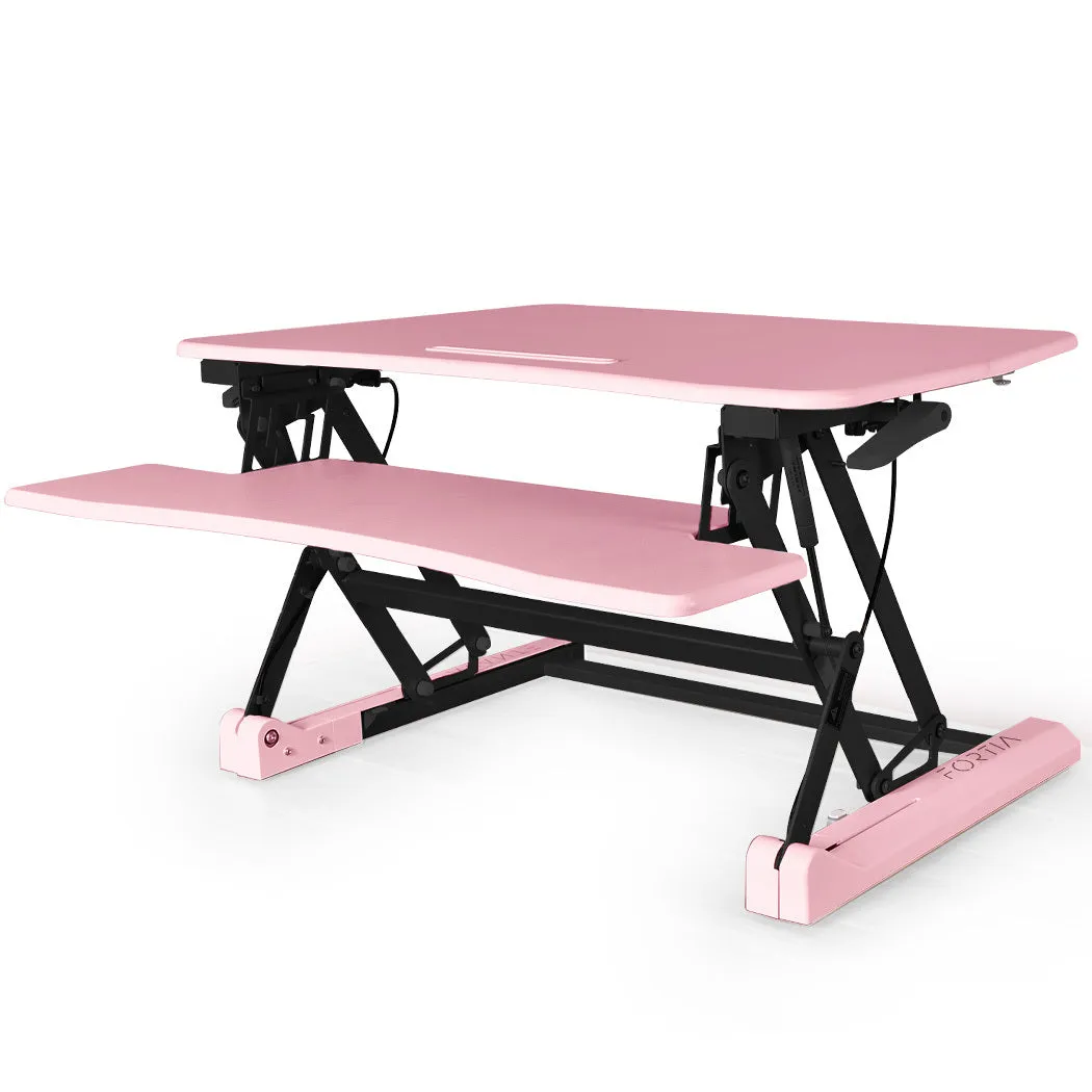 Ergonomic Dual Monitor Adjustable Desk Riser, Pink, FORTIA