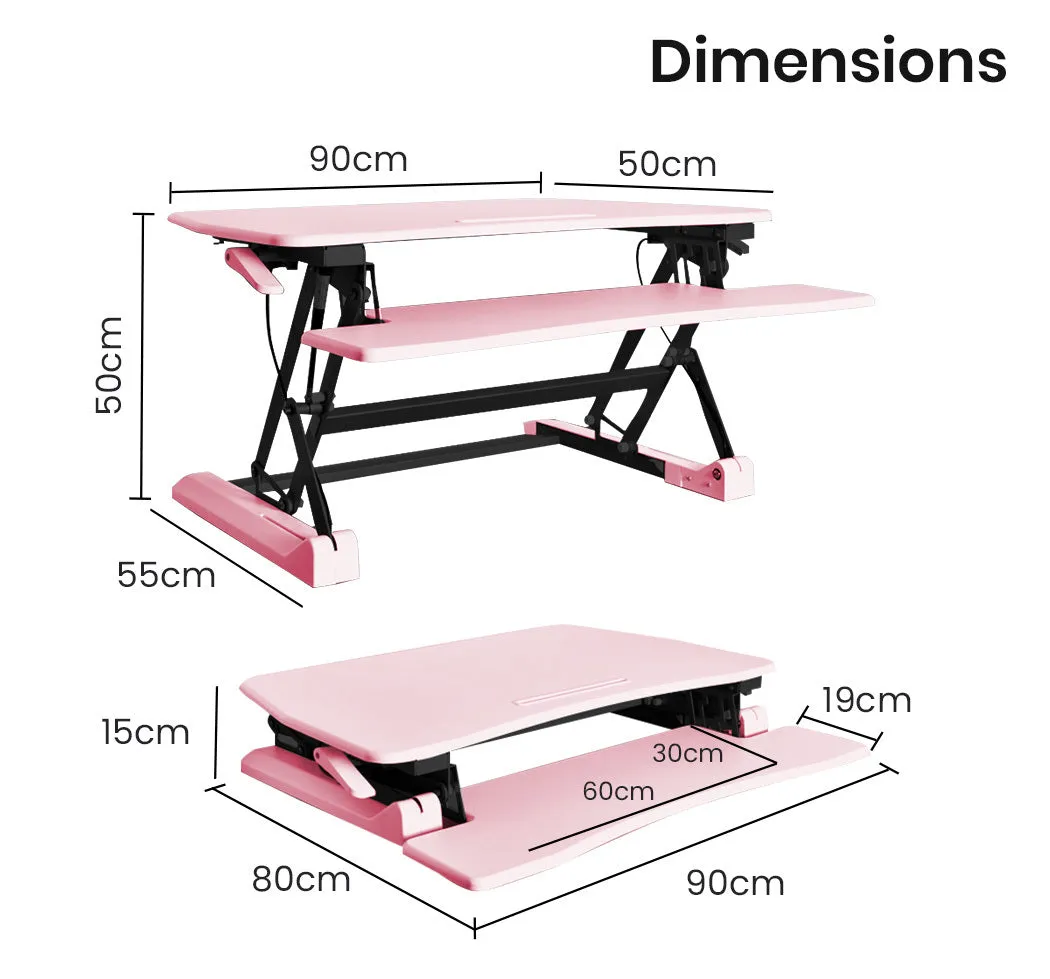 Ergonomic Dual Monitor Adjustable Desk Riser, Pink, FORTIA