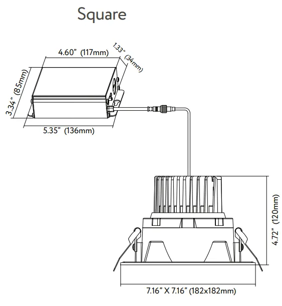 Goodlite G-20094 6" 22W LED Square Spotlight Regressed Gimbal Selectable CCT