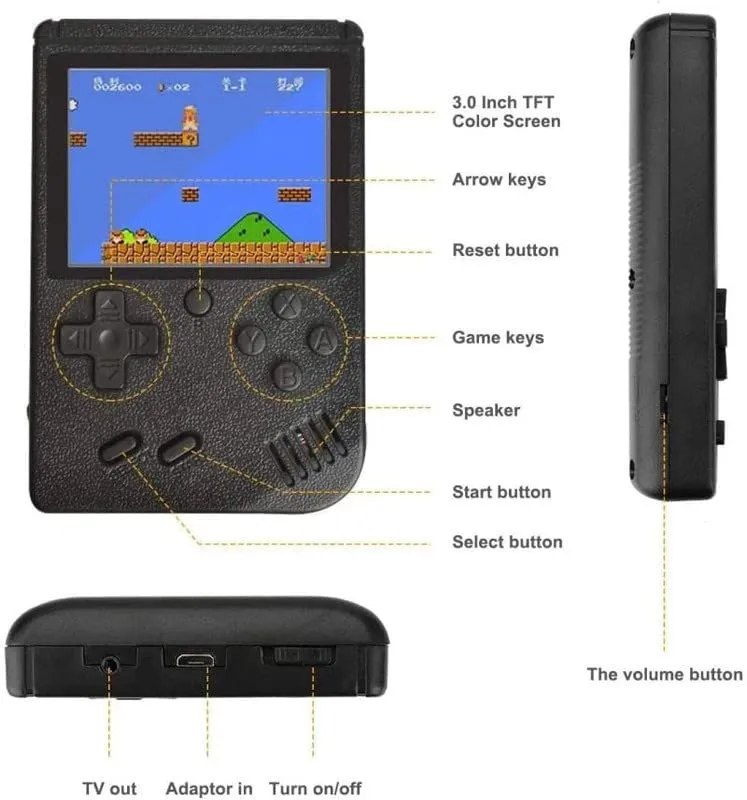 GRAPHENE Handheld Video Game Console, Retro Mini Game with 400 in 1 SUP Games TV Compatible (Multicolor)