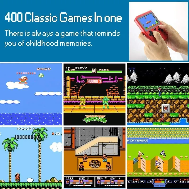 GRAPHENE Handheld Video Game Console, Retro Mini Game with 400 in 1 SUP Games TV Compatible (Multicolor)