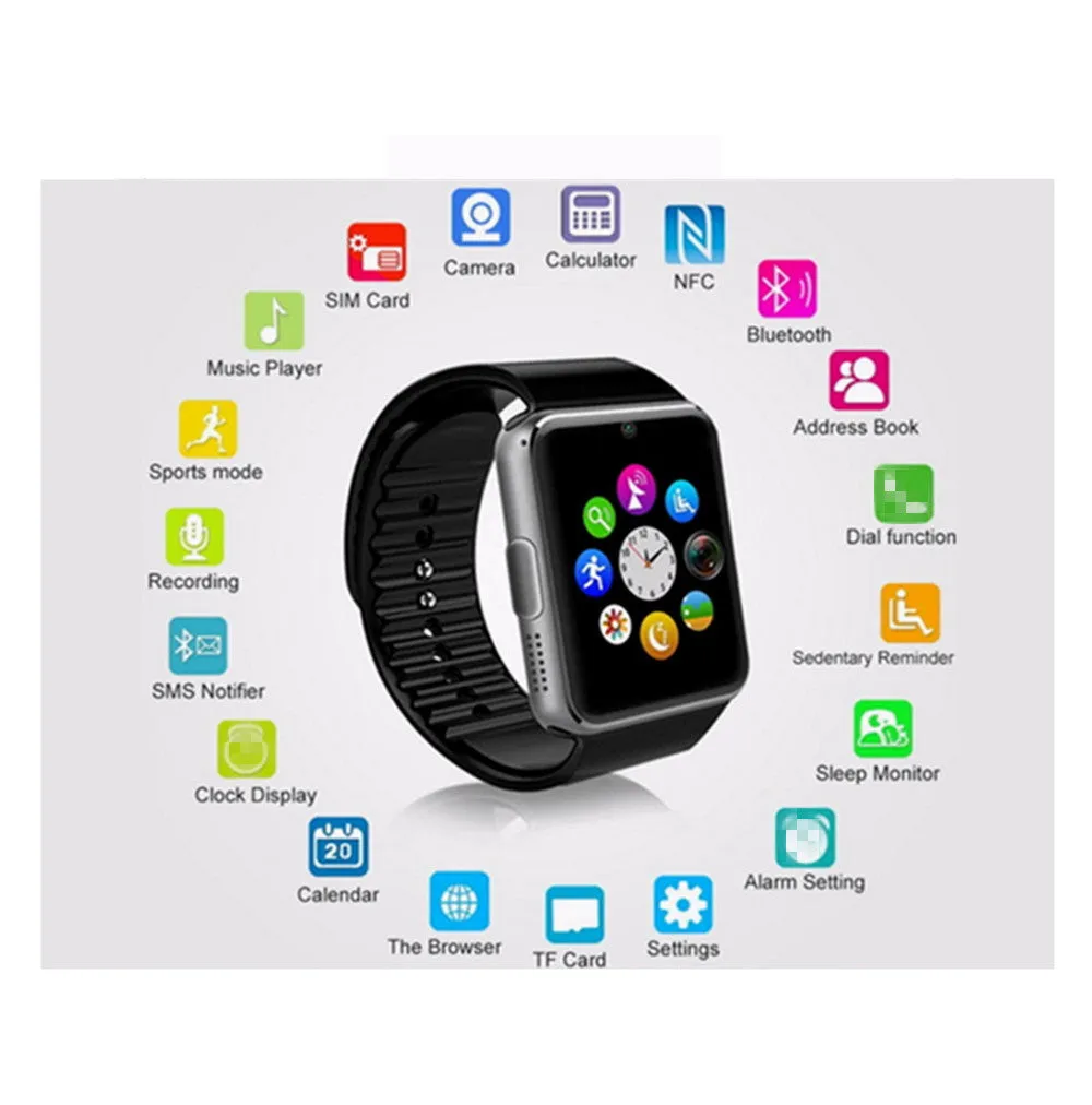 GT08 Touch Screen Smart Watch Phone with Camera SIM Card