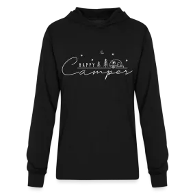 Happy Camper : Long Sleeve Hoodie Shirt (White Letters)